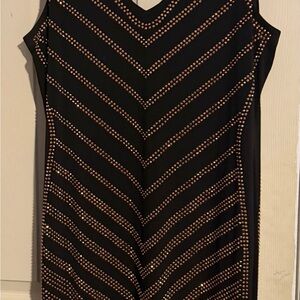 Carmen Marc Valvo Black Dress with Gold Accents